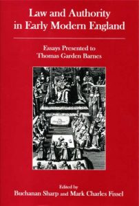 Cover: Law and Authority in Early Modern England: Essays Presented to Thomas Garden Barnes