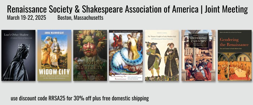 Reniassance Society and Shakespeare Association of America, joint meeting banner (discount code: RRSA25)